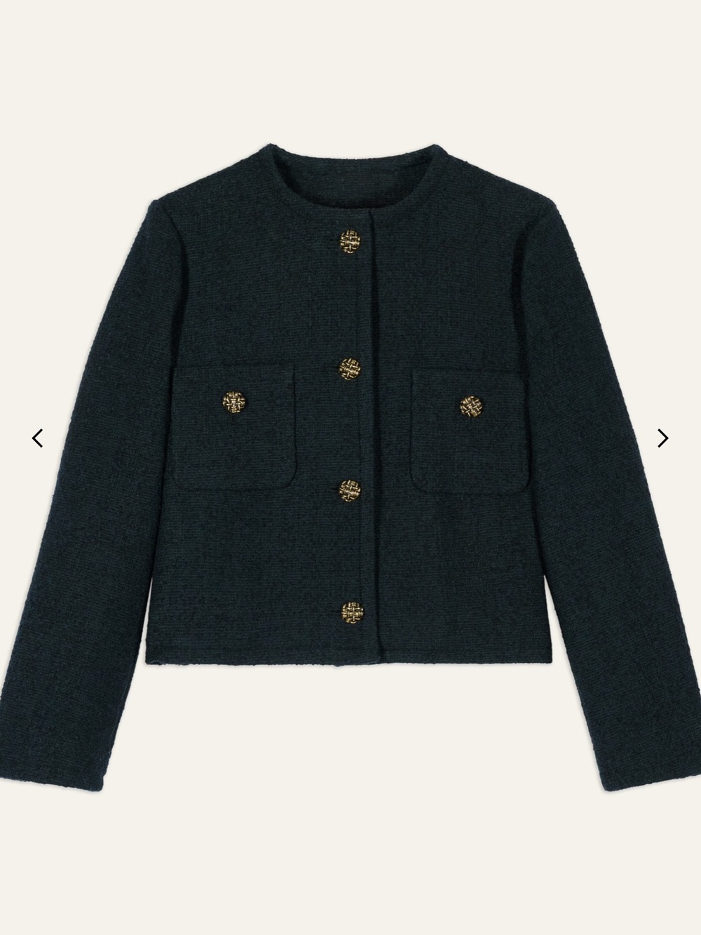 ba&sh Navy Blue Cropped Tweed Meredith Jacket with Silver Buttons like new S